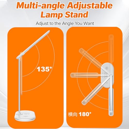 IHAO 3in1 Wireless Charging Eye-Care Desk Lamp 15W Fast Charging Station for Phone, Smartwatch & Earbuds, Touch Control Dimmable LED Light Adjustable Gooseneck, Modern Office Table Lamp-HYT2096 Black - color: Table Lamp 3in1 wireless charger HYT2096 Black