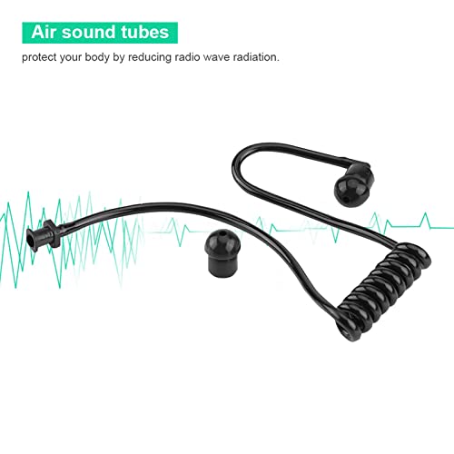 Zerone Replacement Coiled Acoustic Tube for Two-Way Radio Audio, 5Pcs Headset Walkie Talkie Coiled Earpiece Tube with Ear Tips Black