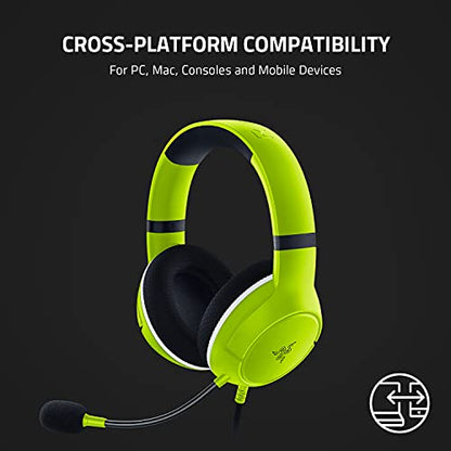 Razer Kaira X Wired Headset for Xbox Series X|S, Xbox One, PC, Mac & Mobile Devices: Triforce 50mm Drivers - HyperClear Cardioid Mic - Memory Foam Ear Cushions - On-Headset Controls - Electric Volt - color: Lime