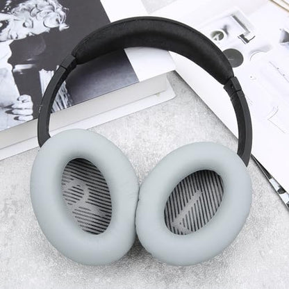 Replacement Ear Cushions for Bose QuietComfort 35 QC35 QC35ii QC45 QC25 QC15, Headphones Earpads with Protein Leather& Memory Foam (Grey) - color: QC35 Grey