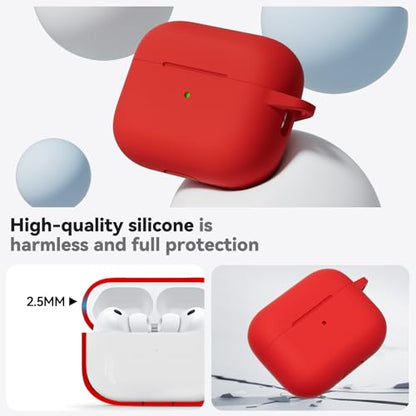 Ljusmicker for AirPods Pro 3 Case 2025 with Cleaner Kit,Deep Red | Soft Silicone Protective Cover for Apple AirPod Pro 3rd Generation Case with Keychain for Women Men,Shockproof - color: B1-Deep Red