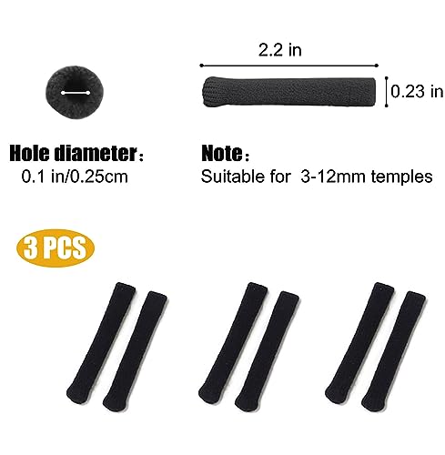 Yauende Soft Knitting Cotton Glasses Ear Cushion, Eyeglasses Temple Tips Sleeve, Non-Slip Comfortable Elastic