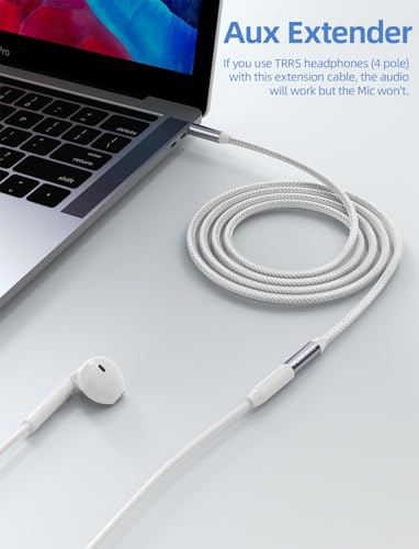 Headphone Extension Cable 6.6 FT 2 Pack, 3.5MM Male to Female Extension Cable- 1/8 Aux Audio Cord Jack Extender Nylon Braided for Smartphones, Tablets, Media Player