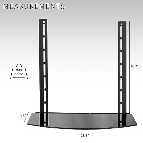VIVO Under or Above TV VESA Wall Mount Shelving Bracket with Tilt, Glass Storage Shelf for DVD Player, Cable Box, Stereo, and AV Component, Black, MOUNT-SF04R