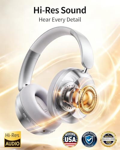Wentronic Y05 Wireless Bluetooth Headphone, Noise Cancelling, Sliver | Wireless Over-Ear Headphones, Hi-Res Audio, 48H Playtime, Built-in Mic, Comfort & Connectivity, Works with iOS, Android & PC - color: Silver