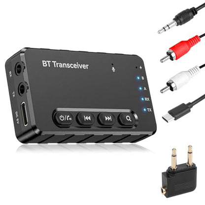 Bluetooth Transmitter Receiver aptX Adaptive/Low Latency/HD Bluetooth Adapter 5.2 Support 2 AirPods Phones, Wireless Audio Receiver 3.5mm Aux Headphone Jack Adapter for Airplane Travel/TV/Home Stereo - style: A3-PRO