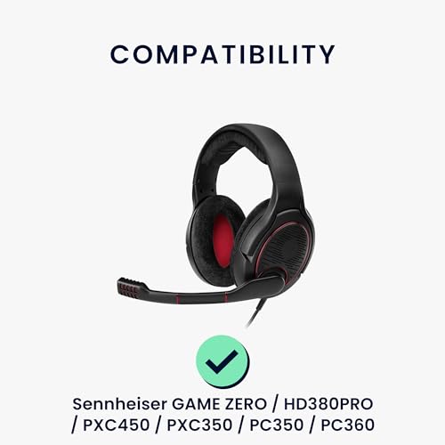 kwmobile 2X Earpad Compatible with Sennheiser Game Zero / HD380PRO / PXC450 / PXC350 / PC350 / PC360 - Replacement Velour Earpad Cushion for Headphones - Brown