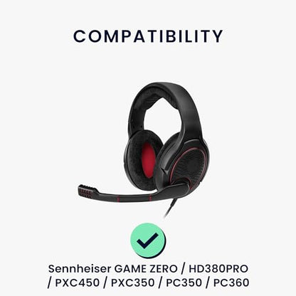kwmobile 2X Earpad Compatible with Sennheiser Game Zero / HD380PRO / PXC450 / PXC350 / PC350 / PC360 - Replacement Velour Earpad Cushion for Headphones - Brown