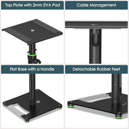 Vondynote Pair Studio Monitor Stands 31"-50" Floor Monitor Speaker Stands | Adjustable Height, Cable Management, Heavy Duty, Flat Base