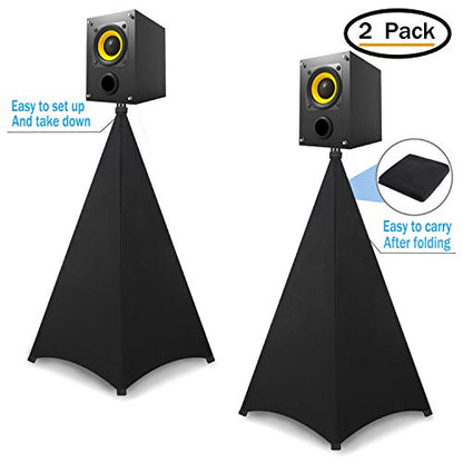 Dofilachy Speaker Stand Cover-DJ Bag with 360 Degree Cover, Speaker Tripod Scrim Cover for Speaker/Lighting with Free Travel Bag (Two Pack-Black) - color: Two Pack-black