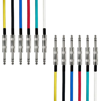 AxcessAbles 20ft 6-Pack TRS to Audio Cables - 1/4" Balanced, Multi-Color, Male-to-Male, Studio & Home Audio - size: 20ft