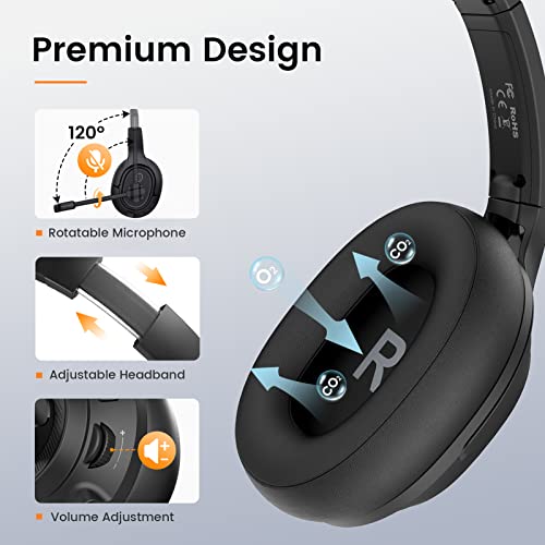 EKSA Headset with Microphone for Laptop, Wired Computer Headset with Volume & Mic Mute Controls, Lightweight PC Headphones for Office Call Center Skype (Over Ear USB Headset with AI ENC) - style: Over Ear USB Headset with AI ENC