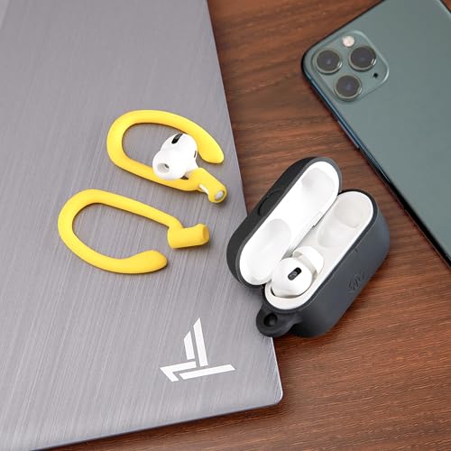 WC HookZ - Patented Upgraded Over Ear Hooks for AirPods Pro 1, 2 & AirPods 1, 2 & 3- Two Size Pairs Included in Package, Unique Left & Right Hook, Made by Wicked Cushions | Neon Yellow - color: Yellow