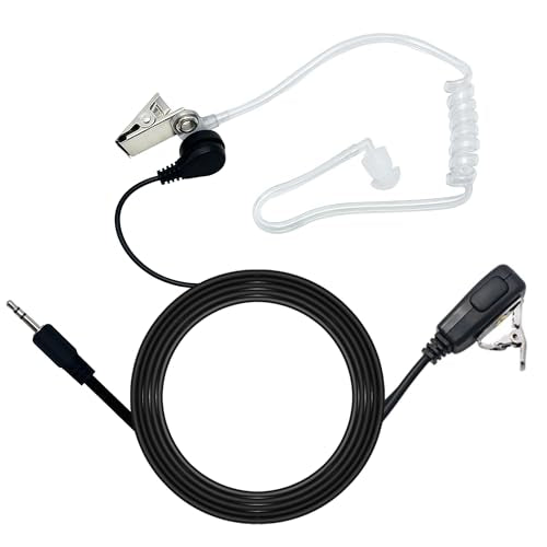 1-Pin Covert Earpiece for Cobra Radios, Security & Pro Use 2-Pack | Clear Acoustic Tube Headset with PTT Mic, Hands-Free, Noise-Isolating, Ideal for Security, Retail and Noisy Events