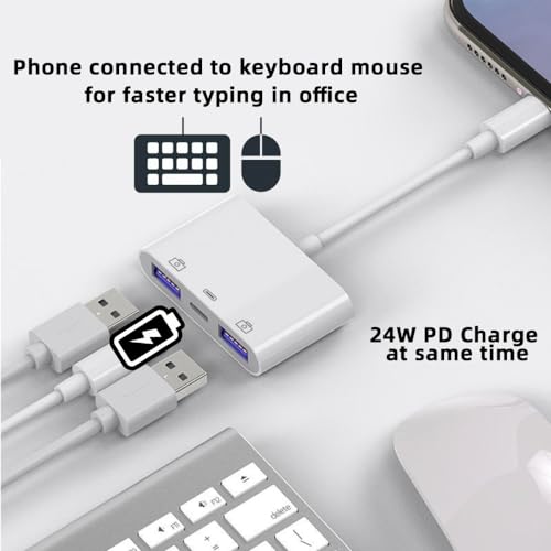CY Type C USB-C to Dual Type-A USB3.0 Female with PD Power Charge Adapter Compatible with Laptop Tablet Phone - style: USB*2+PD