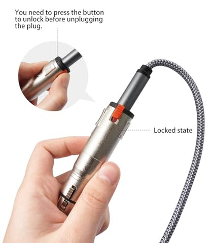2Pack Lockable 1/4 TRS Female to 3Pin XLR Female Audio Adapter, Balance 6.35mm to XLR Adapter Suitable for Microphones, Mixing Consoles, and Power amplifiers - color: silver