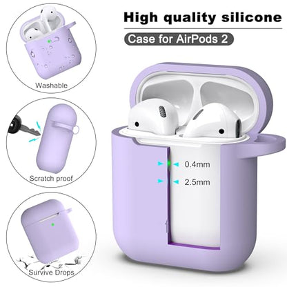 for AirPods 2nd/1st Case Silicone Cover, Banana Violet | Compatible with Apple AirPods 2nd/1st (2019/2016) Generation with Keychain & Cleaner Kit, Wireless Charging Compatible - color: Banana Violet