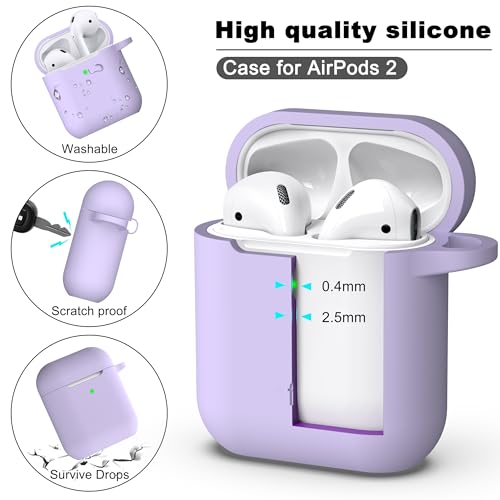 R-fun for AirPods 2nd/1st Case Silicone Cover, Banana Violet | Compatible with Apple AirPods 2nd/1st (2019/2016) Generation with Keychain & Cleaner Kit, Wireless Charging Compatible - color: Banana Violet
