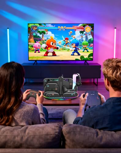Switch 2 Charging Dock Multifunctional Organizer Station | Switch 2 Joycon Charging Dock,with Console Cooling Fan,Switch 2 Camera & Headset Holder,RGB Lighting