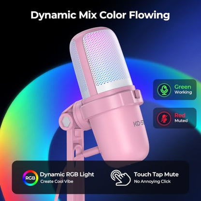 USB Condenser Microphone, Gaming Mic for PC/PS5 Podcast Streaming - color: Pink