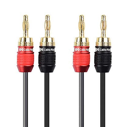 Cable Matters Heavy Duty 12 AWG Speaker Wire, 6ft, Black | Single OFC Speaker Cable with Banana Plugs - size: 6 Feet