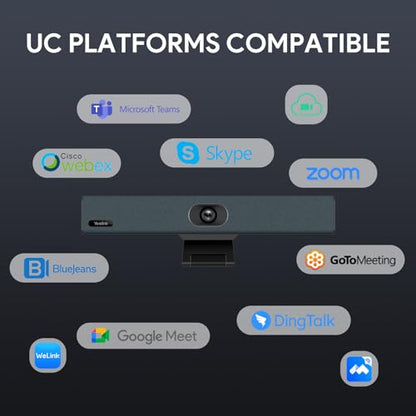 Yealink 4K Video Conference Camera System for PC, Huddle Room, Teams & Zoom | All-in-One UVC34 Webcam with 8 Microphones & Speaker, 120° Wide Angle, AI Auto Framing, Plug & Play Conference Meeting Bar - style: NO.1 UVC34 (without system)