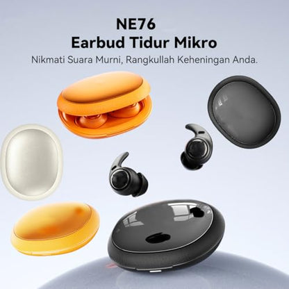 NE76 Sleep Earbuds Adaptive Noise Cancelling Earbuds Bluetooth 6.0 Wireless Headphones 40H & 165 Languages, Mini Invisible Earplugs for Side Sleepers Small Earphones for Sleeping, Travel, Work- Beige - color: Beige