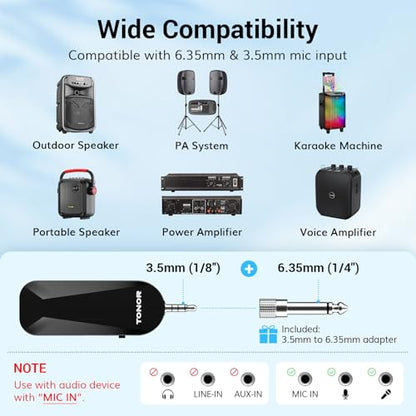 TONOR Wireless Headset Microphone, 2 in 1 UHF Over-Ear Mic System with 20 Channels, 65ft Range Handheld Microfono for Teaching, Fitness, Tour Guide, Compatible with PA, Voice Amplifier, Speaker, TW100