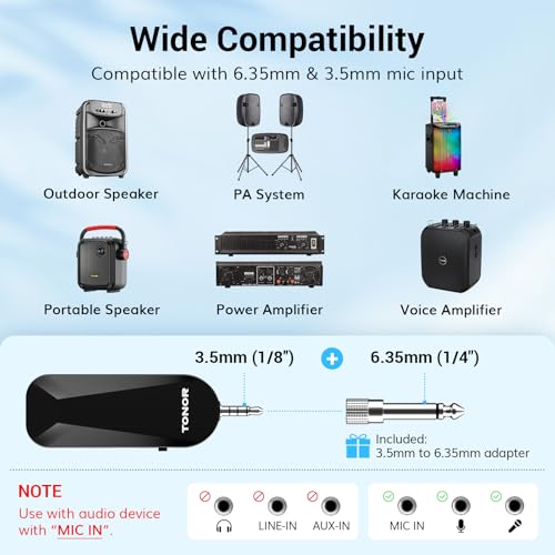TONOR Wireless Headset Microphone, UHF Microphone Headset System, Head Handheld Mic 2 in 1, Ear Mic with 20 Channels, 65ft Range for Fitness, Teaching, Tour Guide, Voice Amplifier, Speaker, PA, TW100