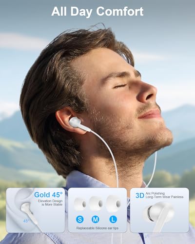 iPhone 17e 17 16 USB C Wired Headphones with Mic, Noise Cancelling Earbuds | USBC for iPhone 16e Pro Max 15 Plus, Samsung Galaxy Bud Ultra Apple Wired Ear Buds in-Ear Type C Plug Earphones Mic