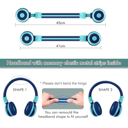 SIMOLIO Kids Bluetooth Headphones with Share Port, HD Mic for Toddler Boys - color: Mint