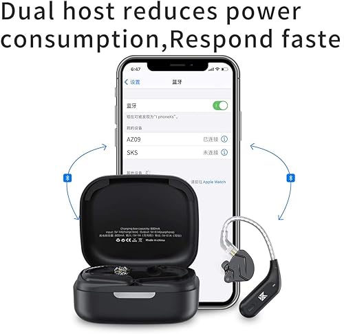 KZ AZ09 Bluetooth 5.2 IPV5 Waterproof Noise Reduction Bluetooth Module Upgrade Cable Ear Hook for ZSX/ZSN/ZSNPRO/ZSNProX/ZS10PRO/AS12/AS16/ZAX/ZAS/DQ6(C pin) - color: AZ09-C,Black