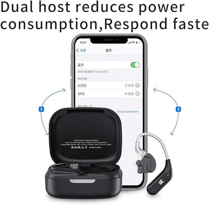 KZ AZ09 Bluetooth 5.2 IPV5 Waterproof Noise Reduction Bluetooth Module Upgrade Cable Ear Hook for ZSX/ZSN/ZSNPRO/ZSNProX/ZS10PRO/AS12/AS16/ZAX/ZAS/DQ6(C pin) - color: AZ09-C,Black