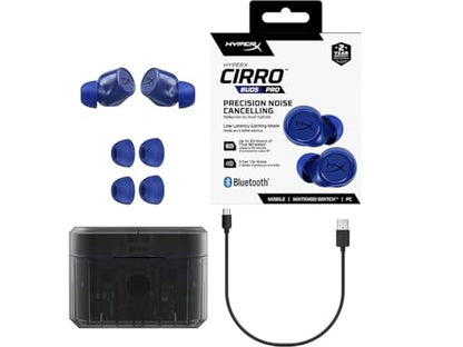 HyperX Cirro Buds Pro – True Wireless Earbuds, Active Noise Cancellation, ANC, Ambient Sound Mode, Low Latency, Bluetooth 5.2, IPX4, Fast Charge, PC, Nintendo Switch, Mobile - Blue - color: Blue