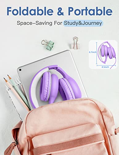 Nabevi Headphones for Kids for School, Kids Headphones with Microphone, Sharing Function, 85dB/94dB Safe Volume Limit, HD Sound, Over Ear Kid Headphone for School, On-line Study, Travel, Violet - color: Violet