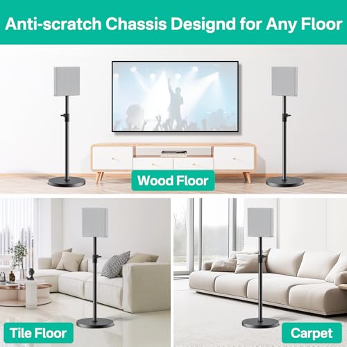 Pair Heavy-Duty Floor Speaker Stands for Sony Bravia Theatre Quad HT-A9M2 Speaker Stands - Height Adjustable Surround Sound Speaker Stand for Sony HT-A9M2 Stands with Cable Management (Stand Only)