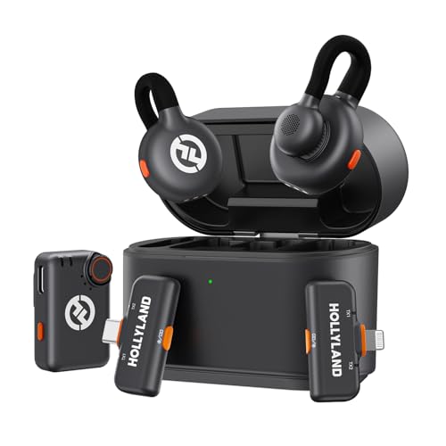 Hollyland Lark M2S Ultimate Combo (Camera RX+USB-C RX+Lightning RX) Wireless Lavalier Microphone for iPhone/Camera/Android/PC, Compact Mic, Titanium Clip, Noise Cancelling, Content Creation | Camera, USB-C and Lightning receivers, compact mic, titanium cl