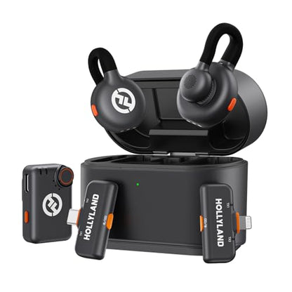 Hollyland Lark M2S Ultimate Combo (Camera RX+USB-C RX+Lightning RX) Wireless Lavalier Microphone for iPhone/Camera/Android/PC, Compact Mic, Titanium Clip, Noise Cancelling, Content Creation | Camera, USB-C and Lightning receivers, compact mic, titanium cl