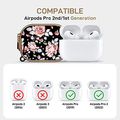 for AirPods Pro 2/1 Case Cover with Safety Lock, Magsafe Compatible, Rose - color: Black Pink, size: AirPods Pro 2/1 Case (2019/2022/2023)