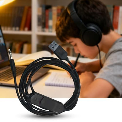 USB Sound Card 3.5mm Auxes Headphone Cable with Inlines Volumes Control and Microphones Mute Switches for PC Gaming Mobi