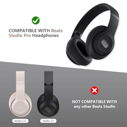 Studio Pro Headphone Ear Pads, Replacement Earpads/Cushions for Beats Studio Pro, with Premium Protein Leather, Resilient Memory Foam, Added Thickness - color: Earth