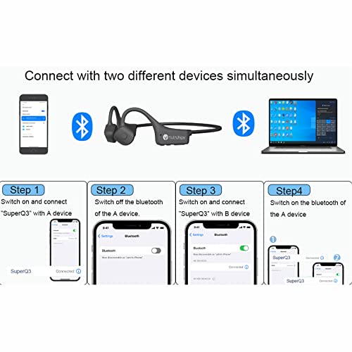 Bone Conduction Headphones - Bluetooth 5.2 Open Ear Headphones IP67 Waterproof Sport Earphones with Noise-Cancelling Mic - Wireless Bone Conducting Headset for Running Hiking Cycling - color: Q3-Black