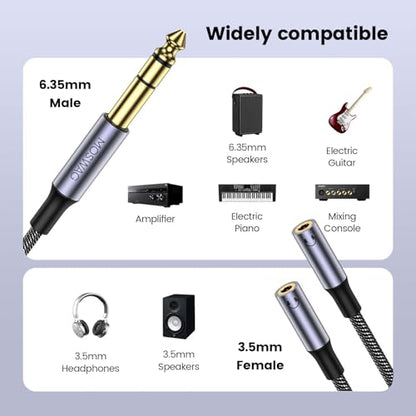MOSWAG 1/4 inch TRS to Dual 1/8 Female Y Cable,6.35mm to Dual 3.5mm Female | Y Splitter Cable, 1/4 Inch to Dual 1/8 Inch Headphone Adapter Compatible Headphones etc