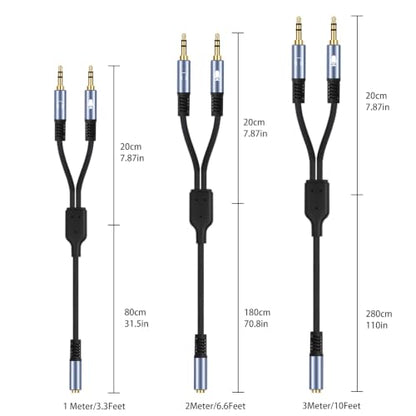 1/8" TRS Stereo Splitter Cable for Headphone, PC Laptop, Perfect for Switching or Two Sets of Speakers (1/8" TRS Stereo Female to Dual Male, 3.3FT-Splitter 20cm) - size: 3.3FT-Splitter 20cm, style: 1/8" TRS Stereo Female to Dual Male