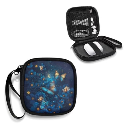 Sloth Strawberry Earphone Carrying Case Pouch Cable Storage Bag - Earbud Case Mini Pouch Headset Storage Box Bags for Headphone Bluetooth - color: Butterfly and Flower