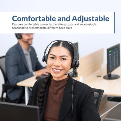 Cyber Acoustics AC-204ENC USB Stereo Headset with Dual-Mic ENC | Great for Office and Remote Work Calls, In-Line Control Module, Leatherette Earpads - style: USB Stereo ENC Headset