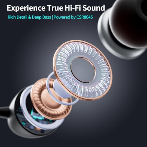 Neckband Retractable Bluetooth Headphones, Wireless Headset with 22H Playtime, Sweat-Resistant Sports, Dual Device Connect, Noise Cancelling Earphones with Mic (Blue) - color: BLUE
