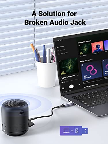 UGREEN USB to Audio Jack USB External Sound Card 3.5mm Audio Adapter | 2 in 1 USB A to Aux TRRS Headphone Adapter Mics Stereo Jack Aluminum Compatible with PS5 PC Windows Mac Linux Laptop Desktop