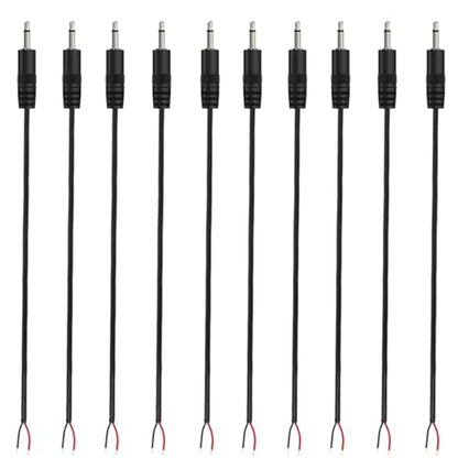 10PCS 3.5mm 1/8" TS Mono Audio Male Plug to 2Wire Pigtail Cable | 25cm Length，TS 2Pole，for Headphone Headset Earphone DIY Repair Replacement - style: 3.5mm TS Mono Male