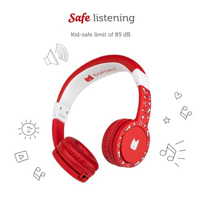 Tonies Foldable Wired Headphones for Kids - Comfortably Designed to fit On-Ear - Works with Toniebox 1 and All 3.5mm Devices - Red - color: Red